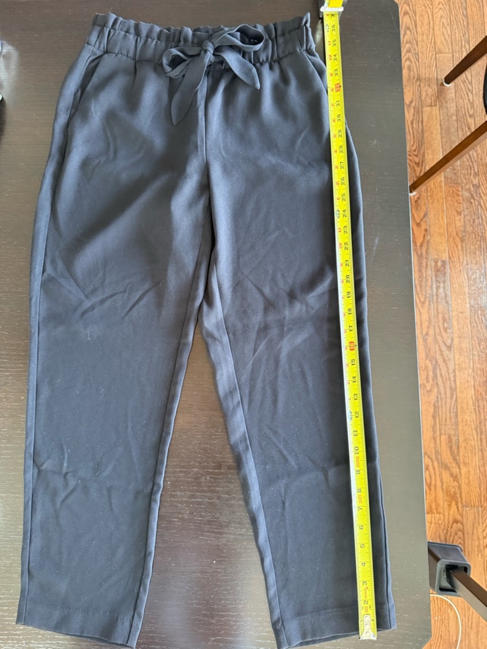 LOFT Black Tie-Waist Straight Leg Pants - Picture 5 of 8